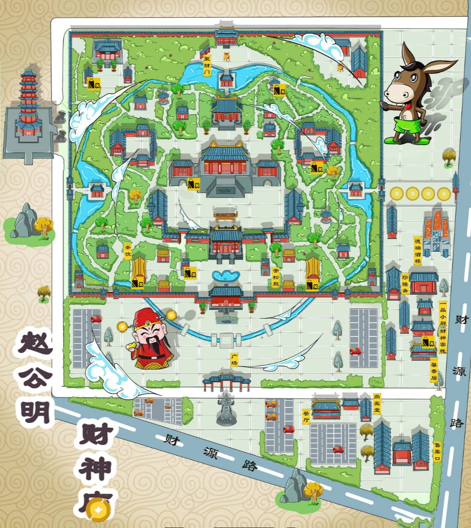 罗田寺庙类手绘地图